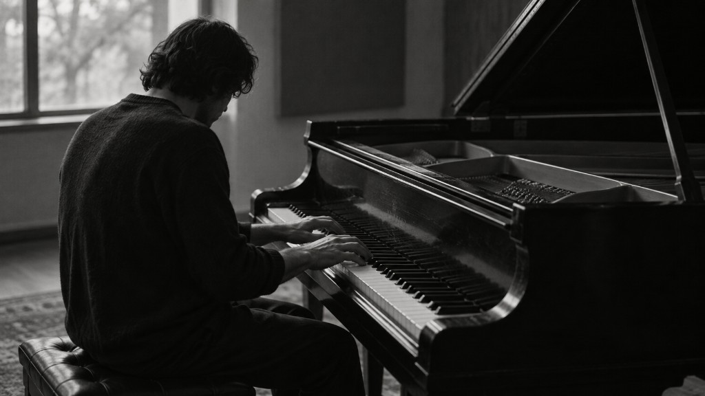 A pianist at a grand piano
